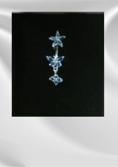 Light Blue Butterfly Spinal Navel Bar image 0